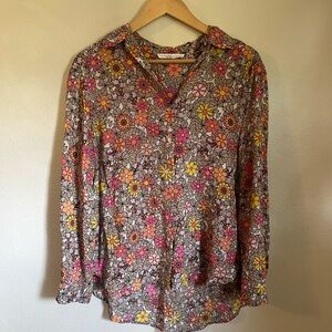 Jane & Delancey Floral Blouse|Long Sleeves|Button Down|Size Medium|Boho|Hippie